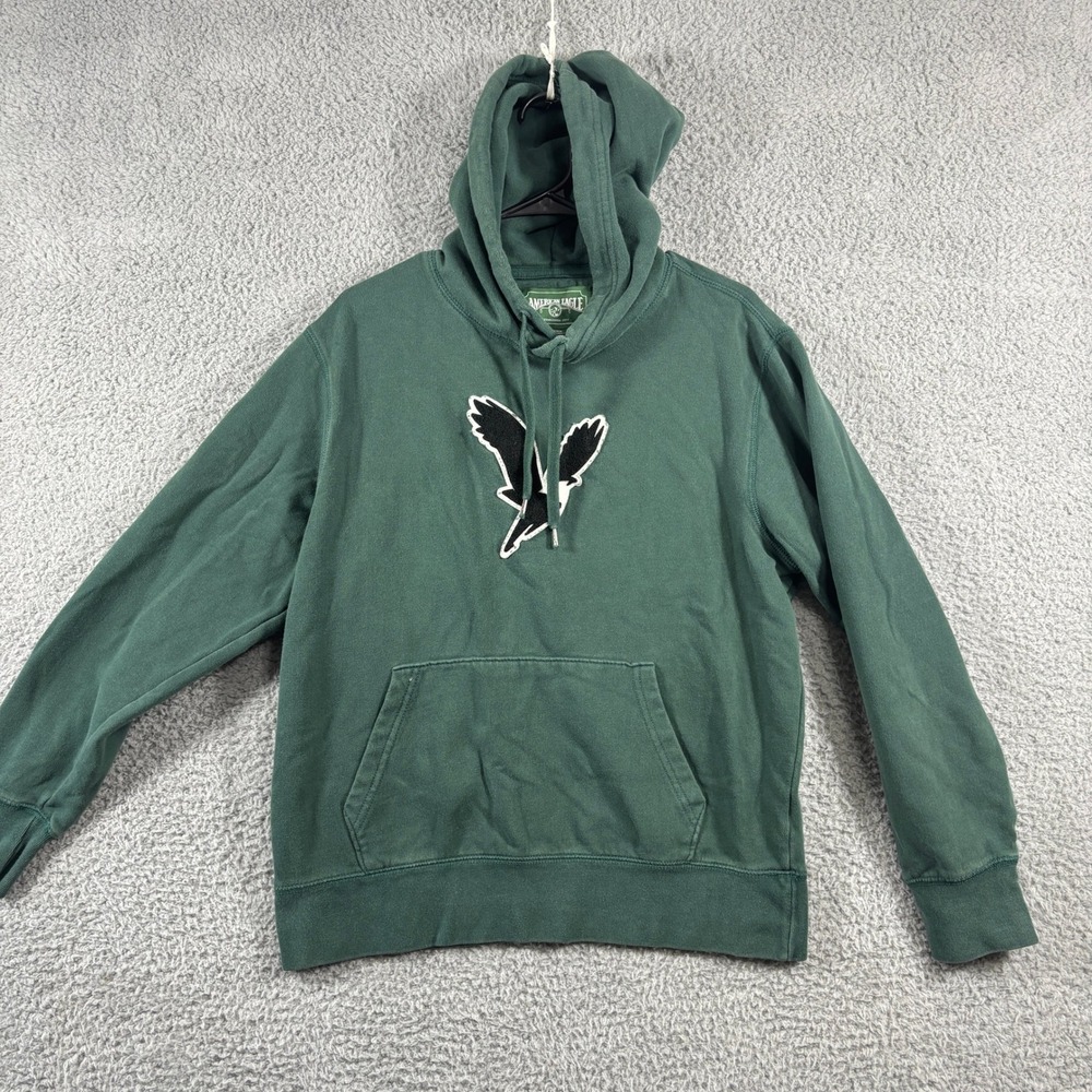 American Eagle Mens Forest Green Eagle Graphic Pullover Hoodie Size‎ M